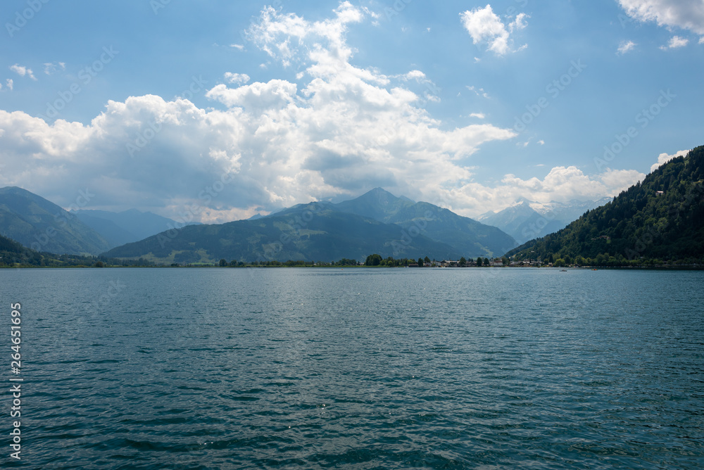 Lake Zell mountains clouds landscape no boat no people