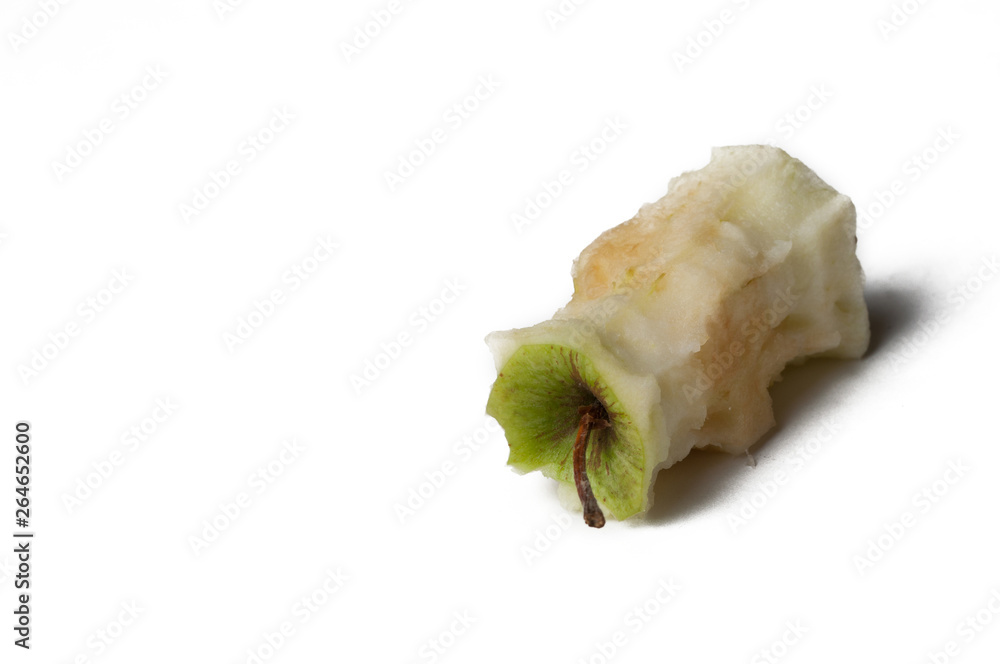 Green apple isolated on a white background.Apple peeling Green apple isolated on a white background.Apple peeling