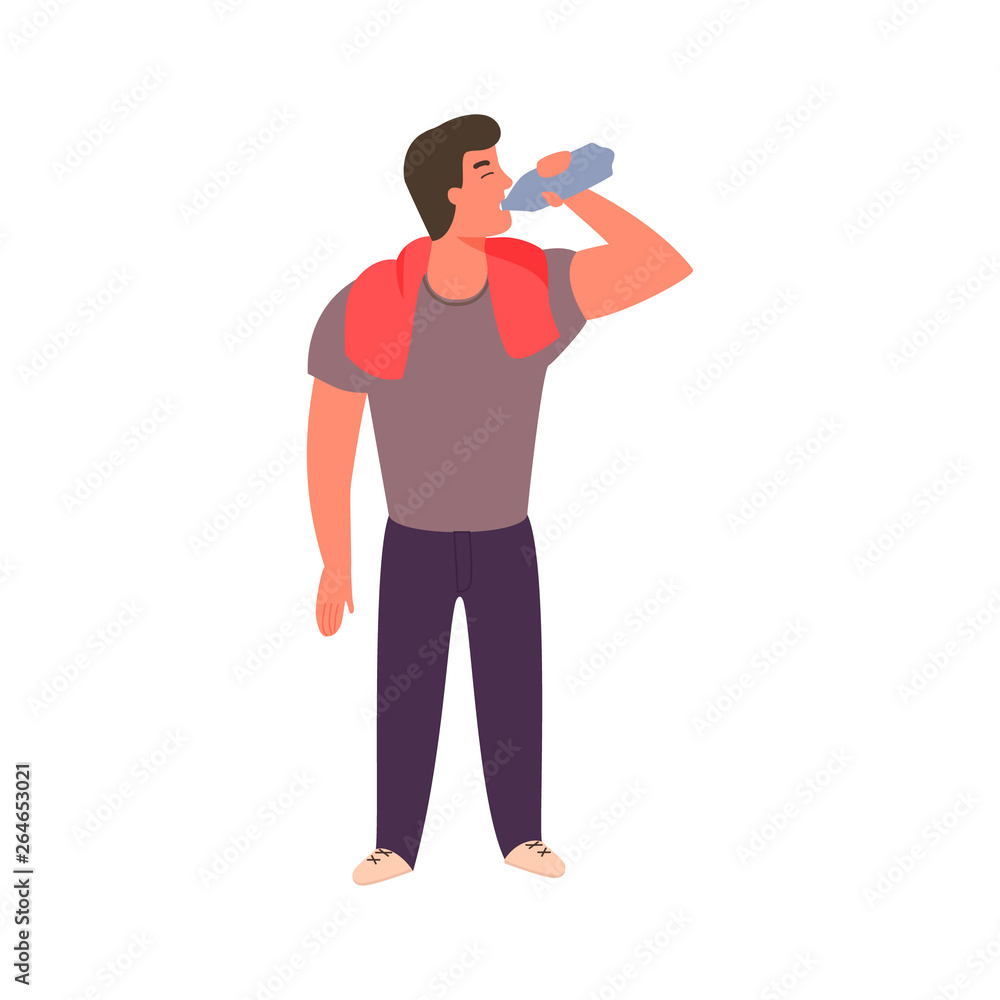 Athletic young man is drinking water from a bottle Athletic young man is drinking water from a bottle