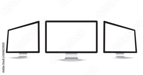 Set of realistic computer monitors. Gadgets isolated on white background