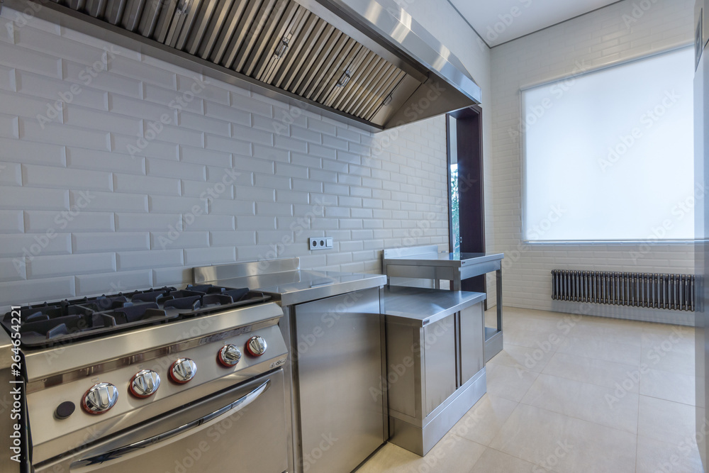 Professional appliances for food preparation. Professional gas stove Professional appliances for food preparation. Professional gas stove