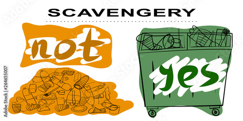 Garbage collection from pile to container. Prevention of pollution by plastic garbage. Rules for maintaining cleanliness. Scavengery.