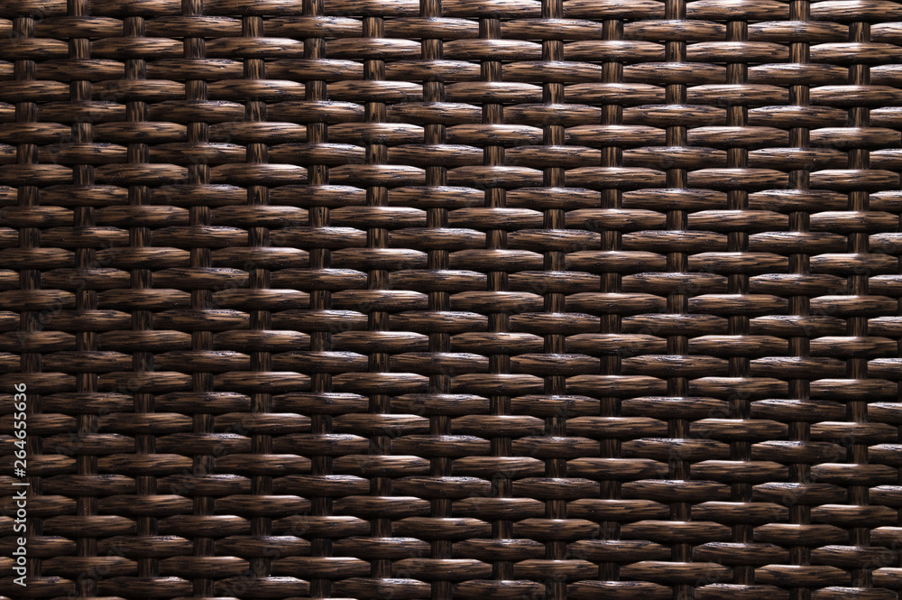 Close-up Dark brown background is an element of wicker furniture made of polymer fibers. Synthetic luxury substrate Close-up Dark brown background is an element of wicker furniture made of polymer fibers. Synthetic luxury substrate