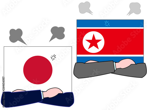 国と国との外交。日本と北朝鮮の状態を表している。