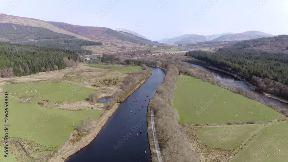 Canoeists in a Canal in Beautiful Scotland Canoeists in a Canal in Beautiful Scotland