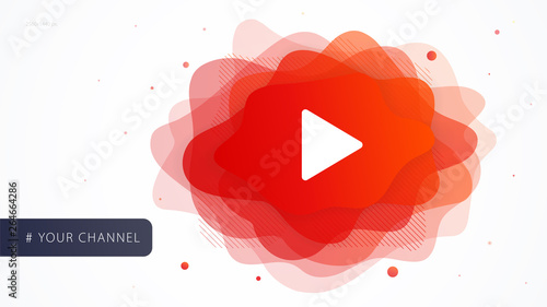 Cover design template video channel for web page your blog. Futuristic shape abstract liquid of play button for advertising social media. Modern vector illustration concept