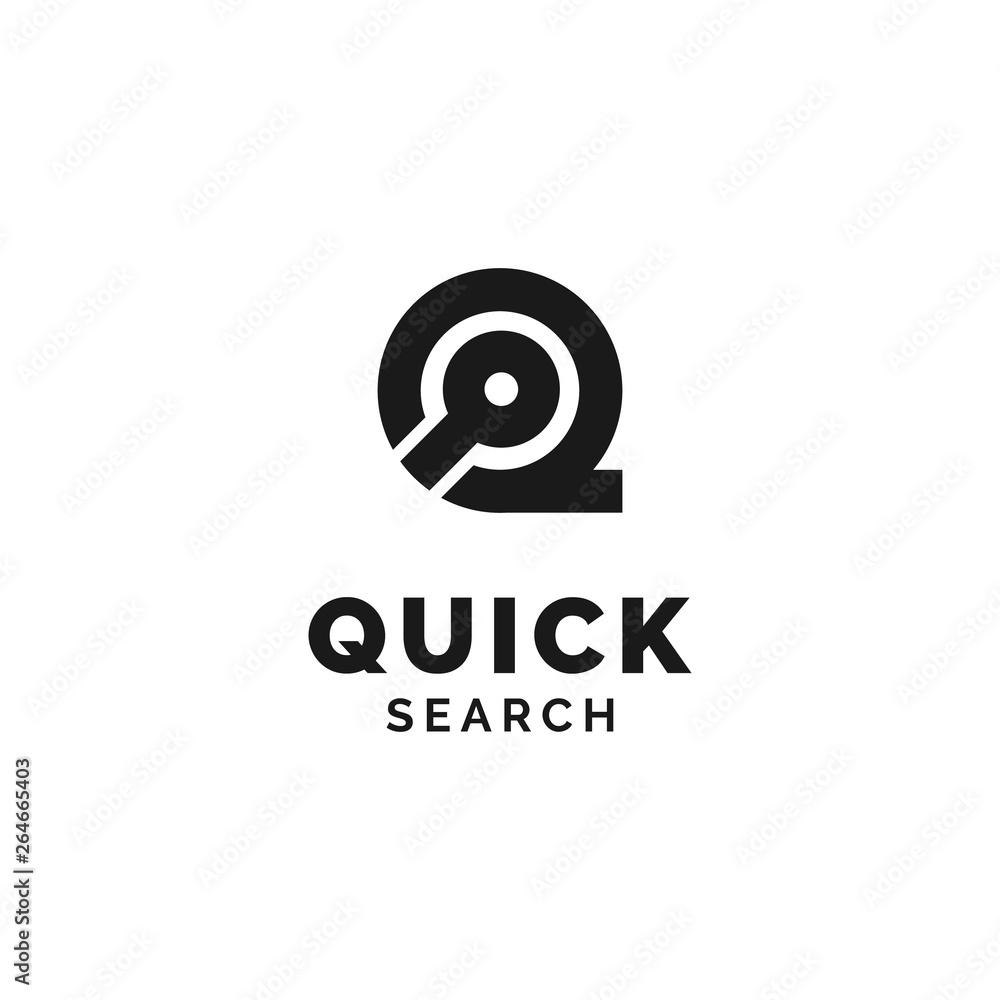Initial Q with Search icon Logo Design Inspiration