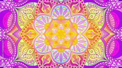 Canvas Print Background with a symmetrical colorful pattern, Indian pattern, oriental pattern