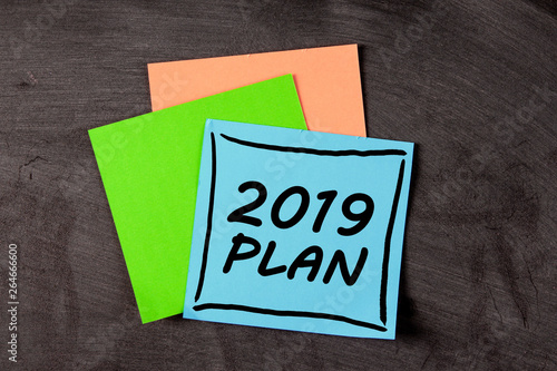 2019 Plan Concept On Sticky Note