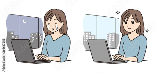 オフィスでPCを使って働く女性