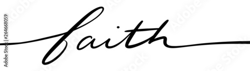 faith hand lettering script in black isolated on white background