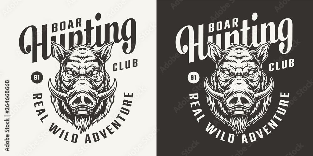 Monochrome hunting club logotype