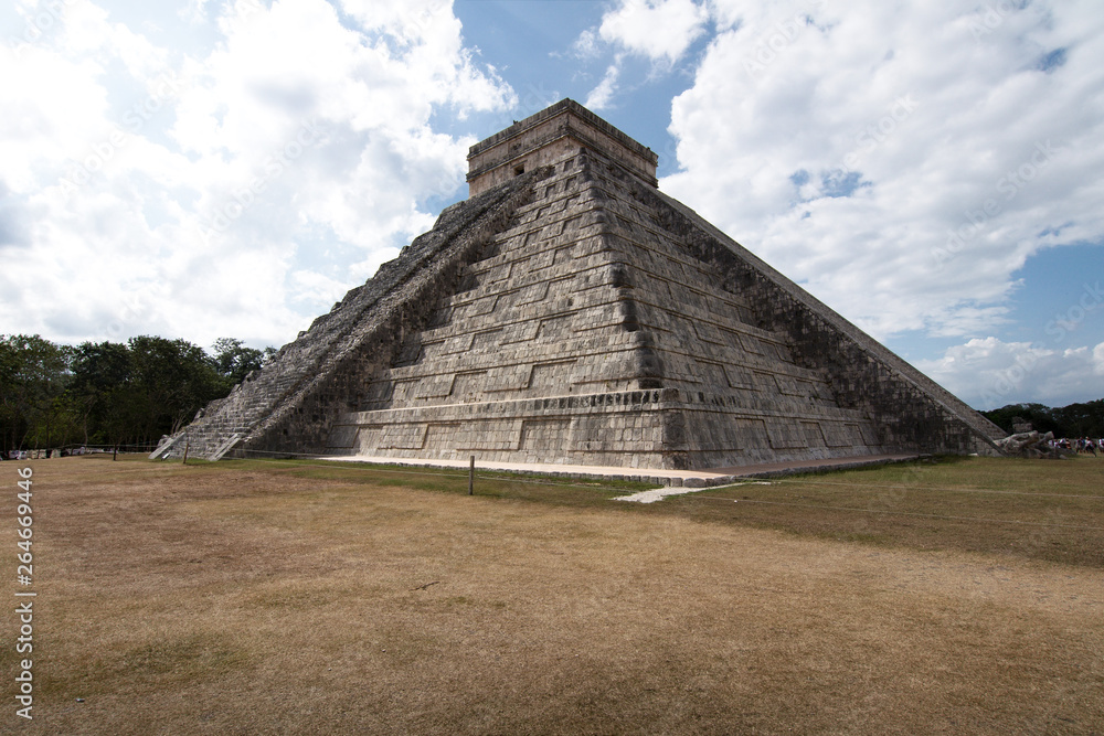 View of the Temple of Kukulcan, located at the Chichen Itza archaeological site, a UNESCO World Heritage Site. Yucatan State, Mexico View of the Temple of Kukulcan, located at the Chichen Itza archaeological site, a UNESCO World Heritage Site. Yucatan State, Mexico