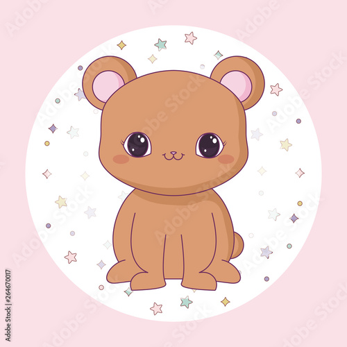 cute bear anima in frame circular