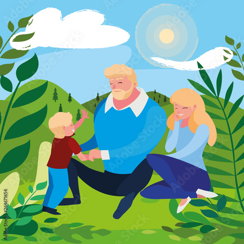 parents couple with son characters
