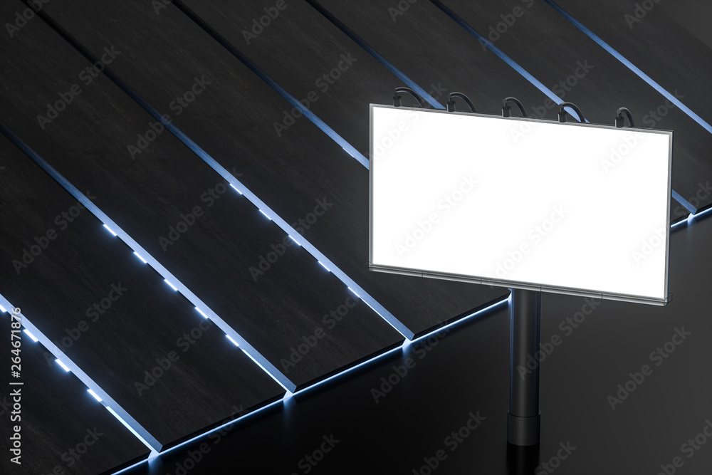 3d rendering, blank advertising board In the night scene 3d rendering, blank advertising board In the night scene