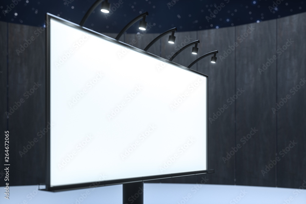 3d rendering, blank advertising board In the night scene 3d rendering, blank advertising board In the night scene