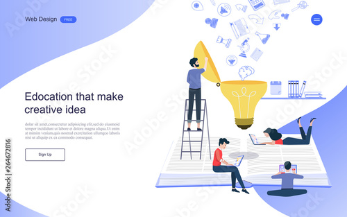 Education concept for web banner.The path to success, Development of learning education, Collaboration and support on the team. flat design. Vector illustration.