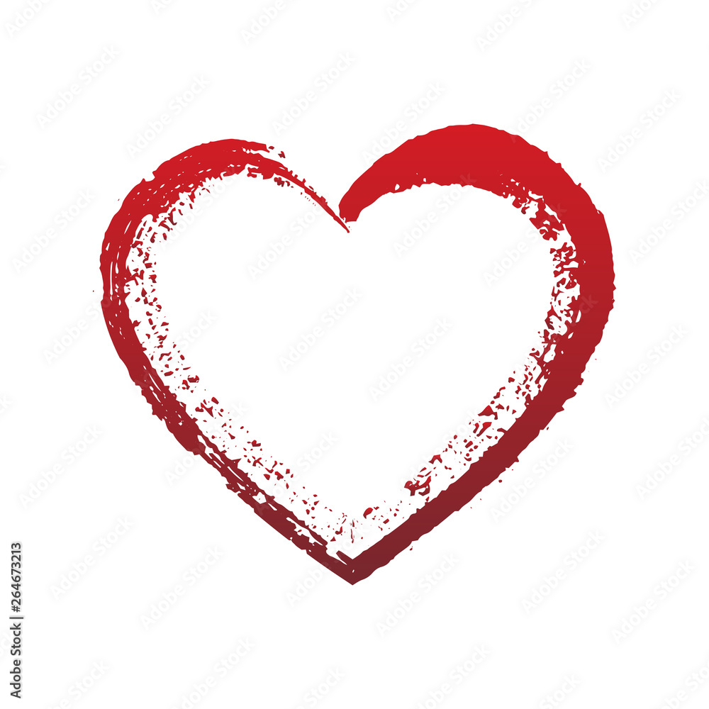 Grunge heart brush stroke. Hand drawn heart vector frame. Stock Vector