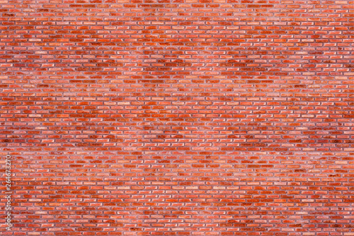Old brick wall. Horizontal wide brick wall background. Vintage house
