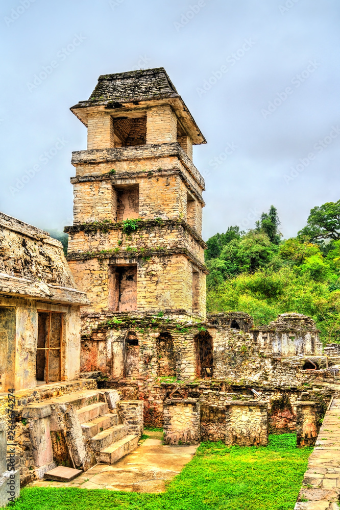The Palace at the Maya Archeological Site in Palenque, Mexico The Palace at the Maya Archeological Site in Palenque, Mexico