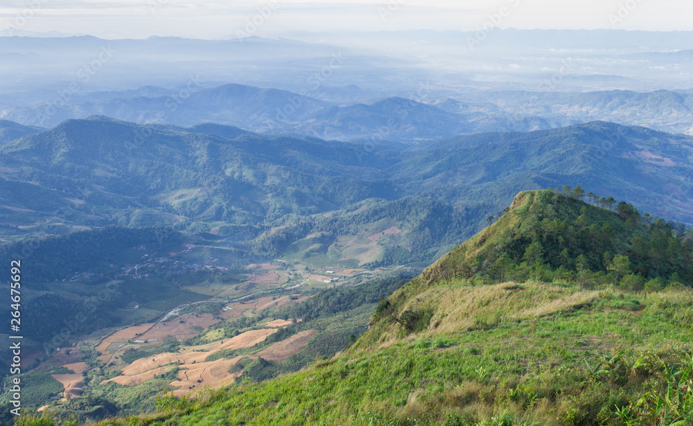 Village and Phu Nom at Phu Langka Mountain National Park Phayao Thailand Village and Phu Nom at Phu Langka Mountain National Park Phayao Thailand