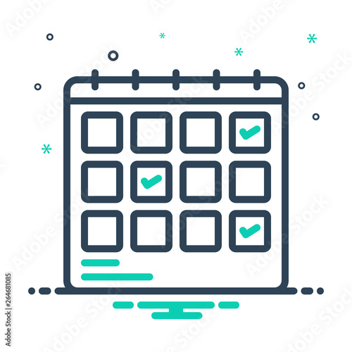 Mix line icon for schedule planning 