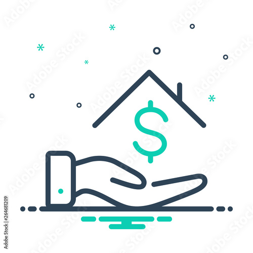 Mix line icon for loan money