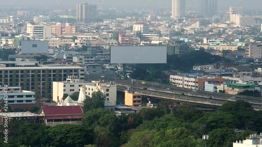 Bangkok Flow traffic on express way with billboard in morning. Video for big city and transportation Bangkok Flow traffic on express way with billboard in morning. Video for big city and transportation