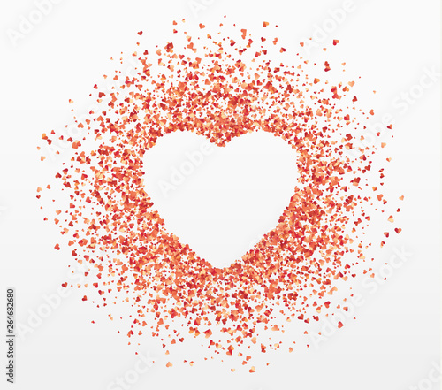 Banner with a place for the text is strewn with petals in the form of red hearts