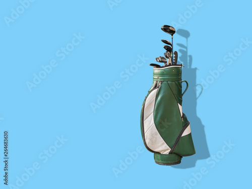 Golf bag on blue  background