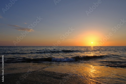 Costa Ballena, Spain; september, 2018: Costa Ballena beach at sunset, Cadiz, Andalusia, Spain