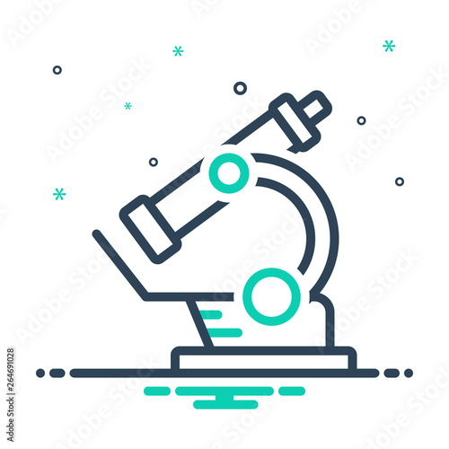 Mix line icon for microscope 