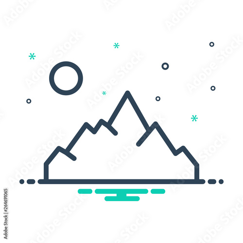 Mix line icon for mountain 