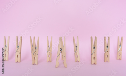 Unique, individuality, outstanding,leadership and think different concept. One wooden clip difference from others