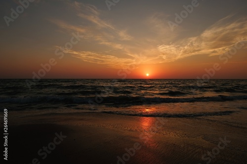 Costa Ballena  Spain  september  2018  Costa Ballena beach at sunset  Cadiz  Andalusia  Spain