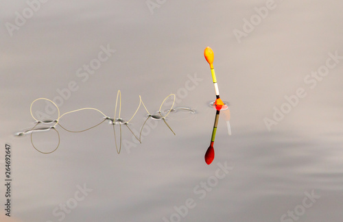 Fisherman float on the surface of the water