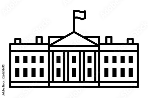 White House - The residence of the president of the United States of America line art vector icon for apps and websites