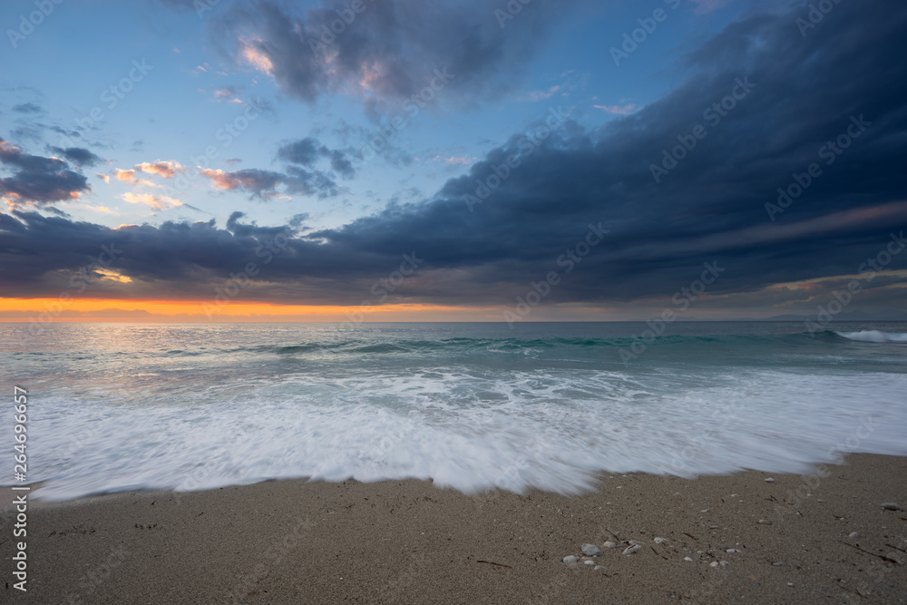 Lefkas beach at sunset