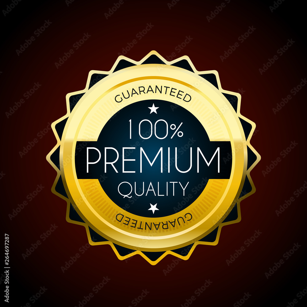 Gold premium highest quality badge. Cyan design element. Gold premium highest quality badge. Cyan design element.