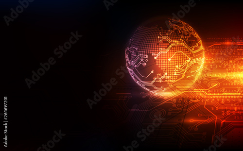 Vector globe on the digital technology background, abstract illustration