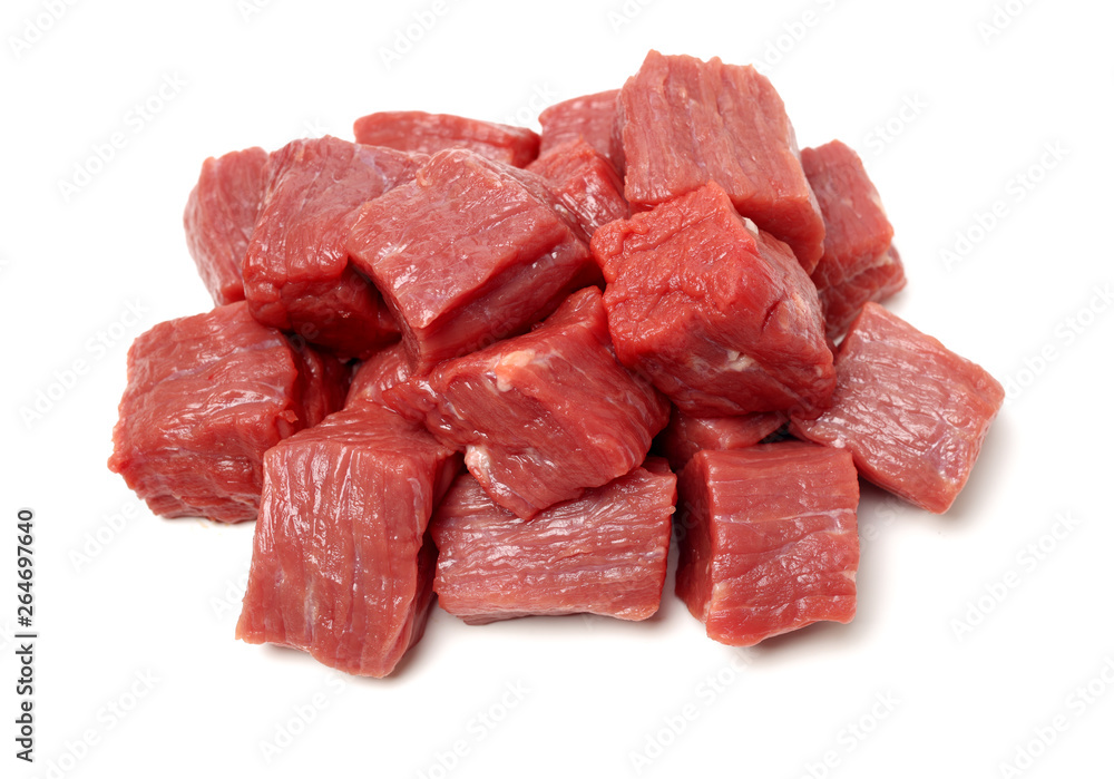 huge red meat chunk isolated over white background huge red meat chunk isolated over white background