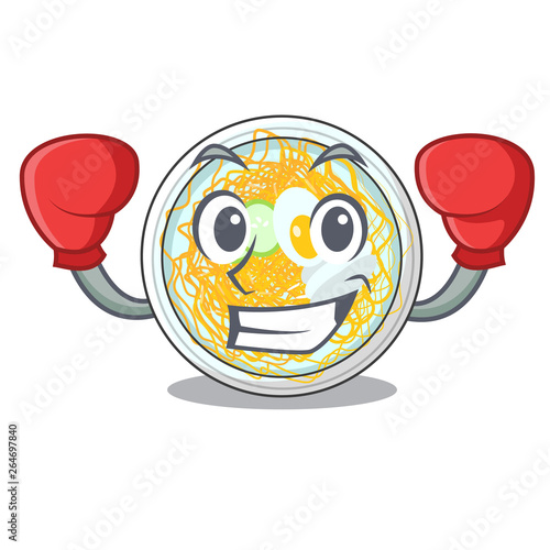 Boxing naengmyeon served on a mascot board