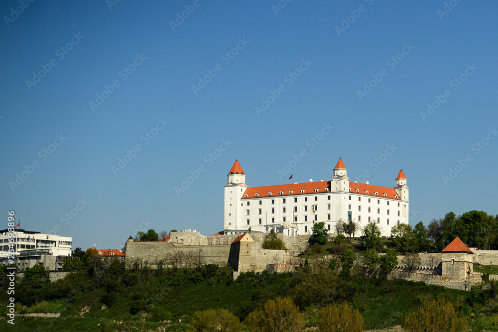 Bratislava castle in capital city of Slovak republic. April 2019
