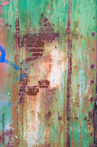 Part of dirty old rusted surface. Multicolor metal textures. Poster. Interior decor.