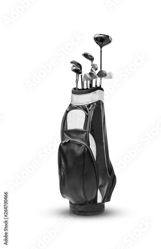 golf bag and accessories isolated on white background