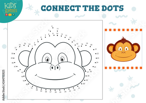 Connect the dots kids mini game vector illustration. Preschool children education activity