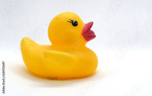 Yellow rubber duck for swimming on a white background