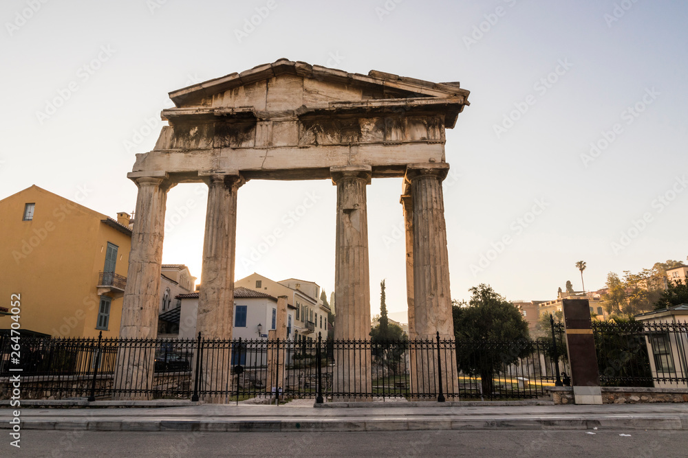 Athens, Greece. The Gate of Athena Archegetis, situated west side of the Roman Agora