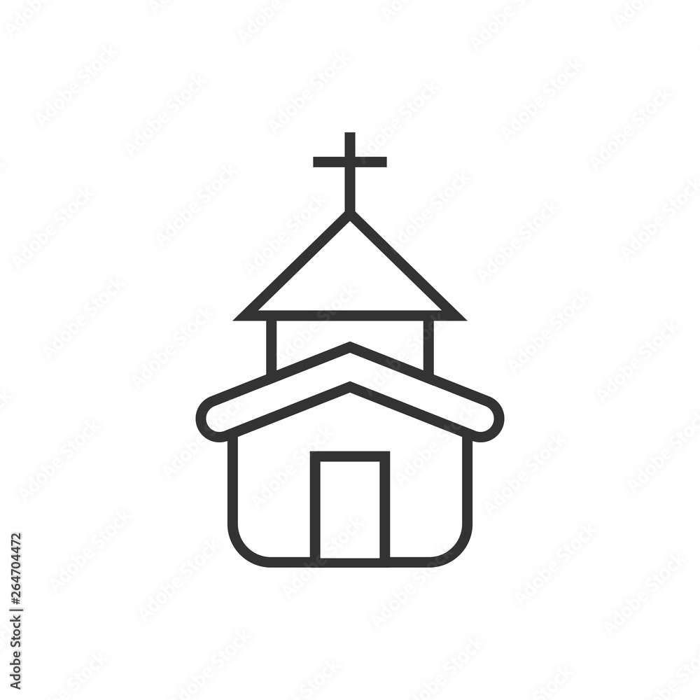 Church icon in flat style. Chapel vector illustration on white isolated background. Religious building business concept. Church icon in flat style. Chapel vector illustration on white isolated background. Religious building business concept.
